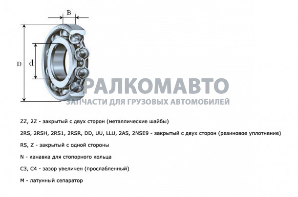 Подшипник водяного насоса 6206-2RS/180206 закрытый SHAANXI 90016020017